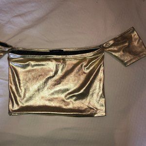 Gold off the shoulder crop top